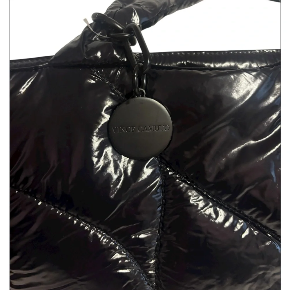 Vince Camuto Tote Quilted Black Nylon Puffer Tote Bag Leesa Shoulder Bag Zip Top - Picture 10 of 16